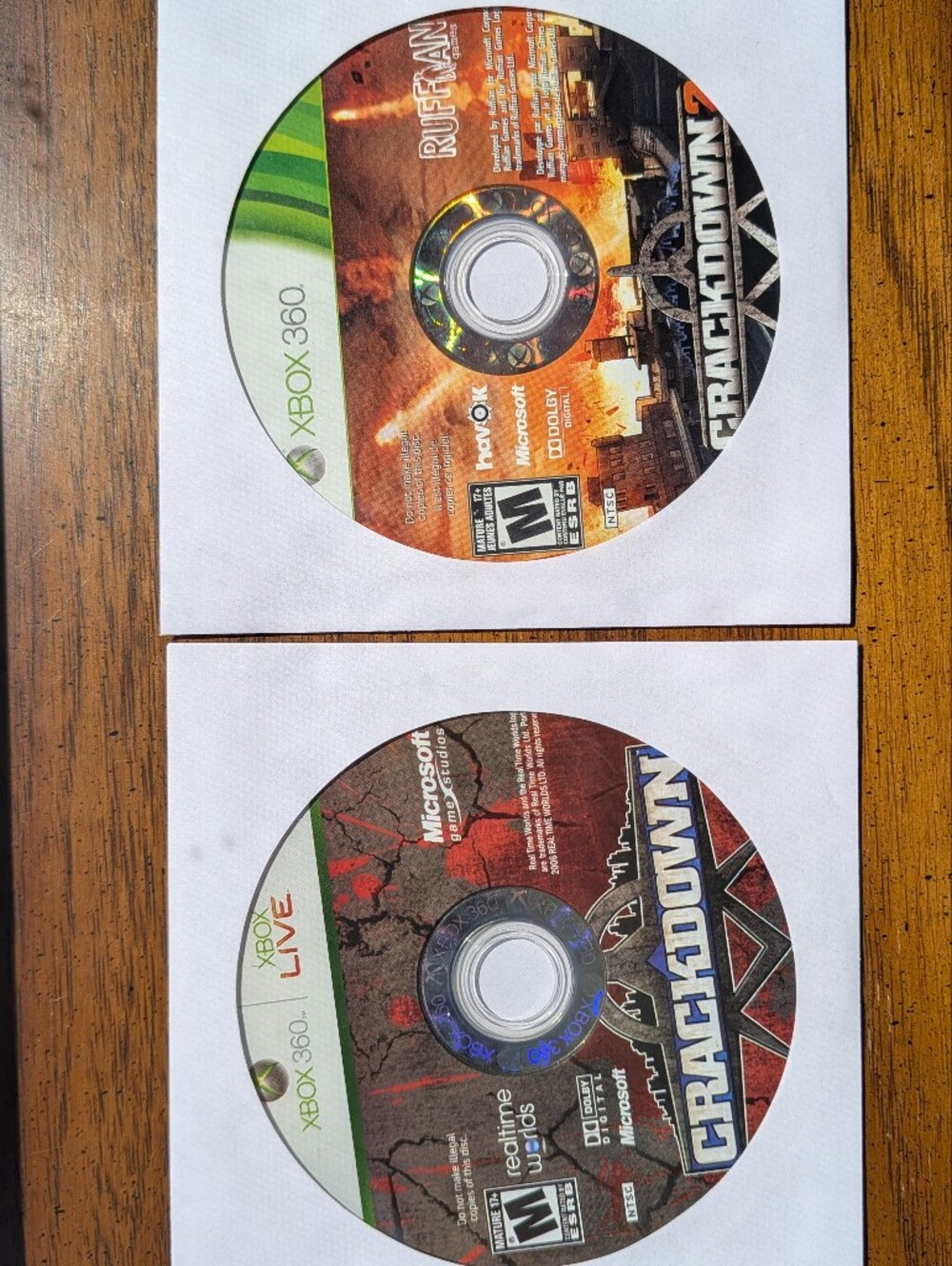 x2 Crackdown Video Game Combo Xbox 360 - Crackdown 1, Crackdown 2 (Discs Only)